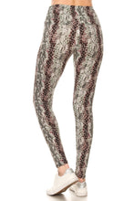 Load image into Gallery viewer, YOGA Style Banded Lined Snakeskin Printed Knit Legging With High Waist.
