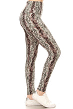 Load image into Gallery viewer, YOGA Style Banded Lined Snakeskin Printed Knit Legging With High Waist.
