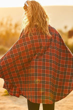 Load image into Gallery viewer, Plaid Poncho With Zipper Contrast Inside Front Pocket
