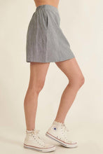 Load image into Gallery viewer, Banded Front Waist Pinstripe Mini Skirt Denim Blue
