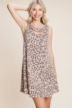 Load image into Gallery viewer, Cute Animal Print Cut Out Neckline Sleeveless Tunic Dress
