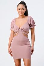 Load image into Gallery viewer, Lux Side Cutout With Back Tie Detail Bodycon Dress
