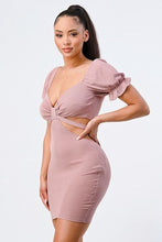 Load image into Gallery viewer, Lux Side Cutout With Back Tie Detail Bodycon Dress
