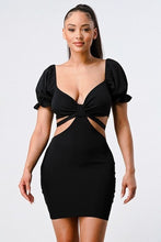 Load image into Gallery viewer, Lux Side Cutout With Back Tie Detail Bodycon Dress
