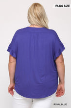 Load image into Gallery viewer, Solid Viscose Knit Surplice Top With Ruffle Sleeve
