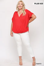 Load image into Gallery viewer, Solid Viscose Knit Surplice Top With Ruffle Sleeve
