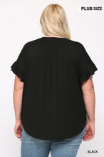 Load image into Gallery viewer, Solid Viscose Knit Surplice Top With Ruffle Sleeve
