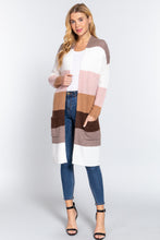 Load image into Gallery viewer, Open Front Color Block Cardigan Mauve/White
