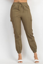 Load image into Gallery viewer, Solid High-Rise Pocketed Jogger Pants Olive
