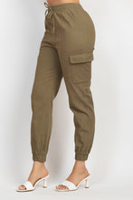 Load image into Gallery viewer, Solid High-Rise Pocketed Jogger Pants Olive
