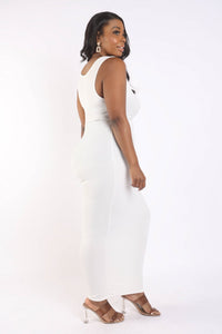 Ribbed Tank Maxi Dress White