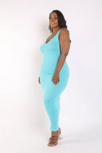 Load image into Gallery viewer, Ribbed Tank Maxi Dress Aqua
