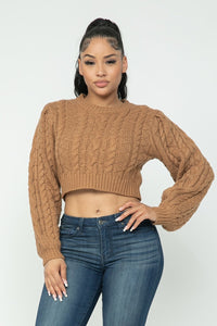 Cropped Cable Pullover Top