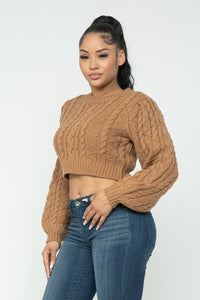 Cropped Cable Pullover Top