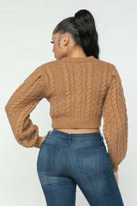 Cropped Cable Pullover Top