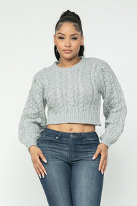 Cropped Cable Pullover Top