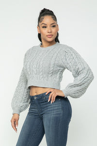 Cropped Cable Pullover Top