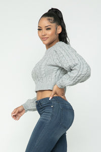 Cropped Cable Pullover Top