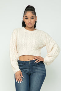 Cropped Cable Pullover Top