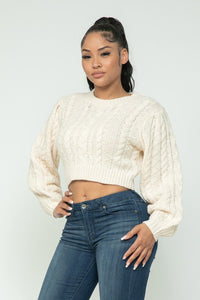 Cropped Cable Pullover Top