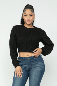 Cropped Cable Pullover Top