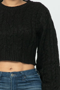 Cropped Cable Pullover Top