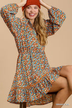 Load image into Gallery viewer, Collared Neckline Button-Down Floral Print Dress With Crochet Trimmed Details
