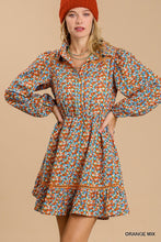 Load image into Gallery viewer, Collared Neckline Button-Down Floral Print Dress With Crochet Trimmed Details
