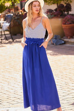 Load image into Gallery viewer, Striped Print Camisole Top Hi-Waist Skirt Side Pocket Maxi Dress
