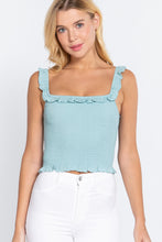 Load image into Gallery viewer, Smocking Ruffle Cami Woven Top
