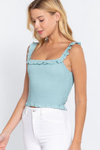 Load image into Gallery viewer, Smocking Ruffle Cami Woven Top
