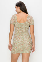 Load image into Gallery viewer, Ruched Floral Ruffled Bodycon Dress
