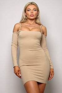 Long Sleeve Front Strap Mini-Dress