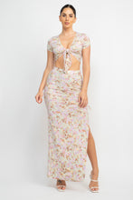 Load image into Gallery viewer, Front Knot Floral Top &amp; Ruched Maxi Skirts Set
