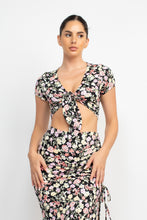 Load image into Gallery viewer, Front Knot Floral Top &amp; Ruched Maxi Skirts Set
