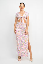 Load image into Gallery viewer, Front Knot Floral Top &amp; Ruched Maxi Skirts Set
