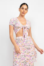 Load image into Gallery viewer, Front Knot Floral Top &amp; Ruched Maxi Skirts Set
