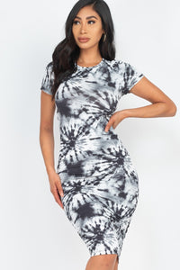 Tie-Dye Printed Short Sleeve Dress