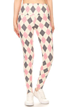 Load image into Gallery viewer, YOGA Style Banded Lined Argyle Printed Knit Legging With 5-inch High Waist
