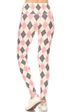 Load image into Gallery viewer, YOGA Style Banded Lined Argyle Printed Knit Legging With 5-inch High Waist
