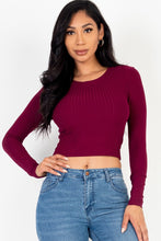 Load image into Gallery viewer, Long Sleeve Round Neck Basic Crop Top
