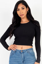 Load image into Gallery viewer, Long Sleeve Round Neck Basic Crop Top
