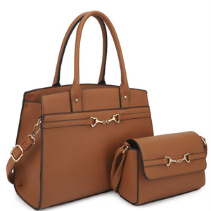 2-in-1 Matching Design Handle Satchel With Crossbody Bag