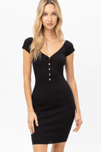 Load image into Gallery viewer, Scoop Neck Buttoned Knit Mini Bodycon Dress
