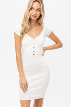 Load image into Gallery viewer, Scoop Neck Buttoned Knit Mini Bodycon Dress
