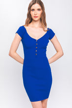 Load image into Gallery viewer, Scoop Neck Buttoned Knit Mini Bodycon Dress
