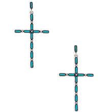 Load image into Gallery viewer, Multi Stone Pattern Cross Metal Earring
