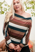 Load image into Gallery viewer, Boat Neck Long Bubble Sleeve Multi Stripe Print Knit Top
