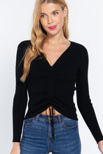 Load image into Gallery viewer, V-Neck Shirring Tie Detail Sweater
