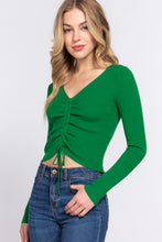 Load image into Gallery viewer, V-Neck Shirring Tie Detail Sweater
